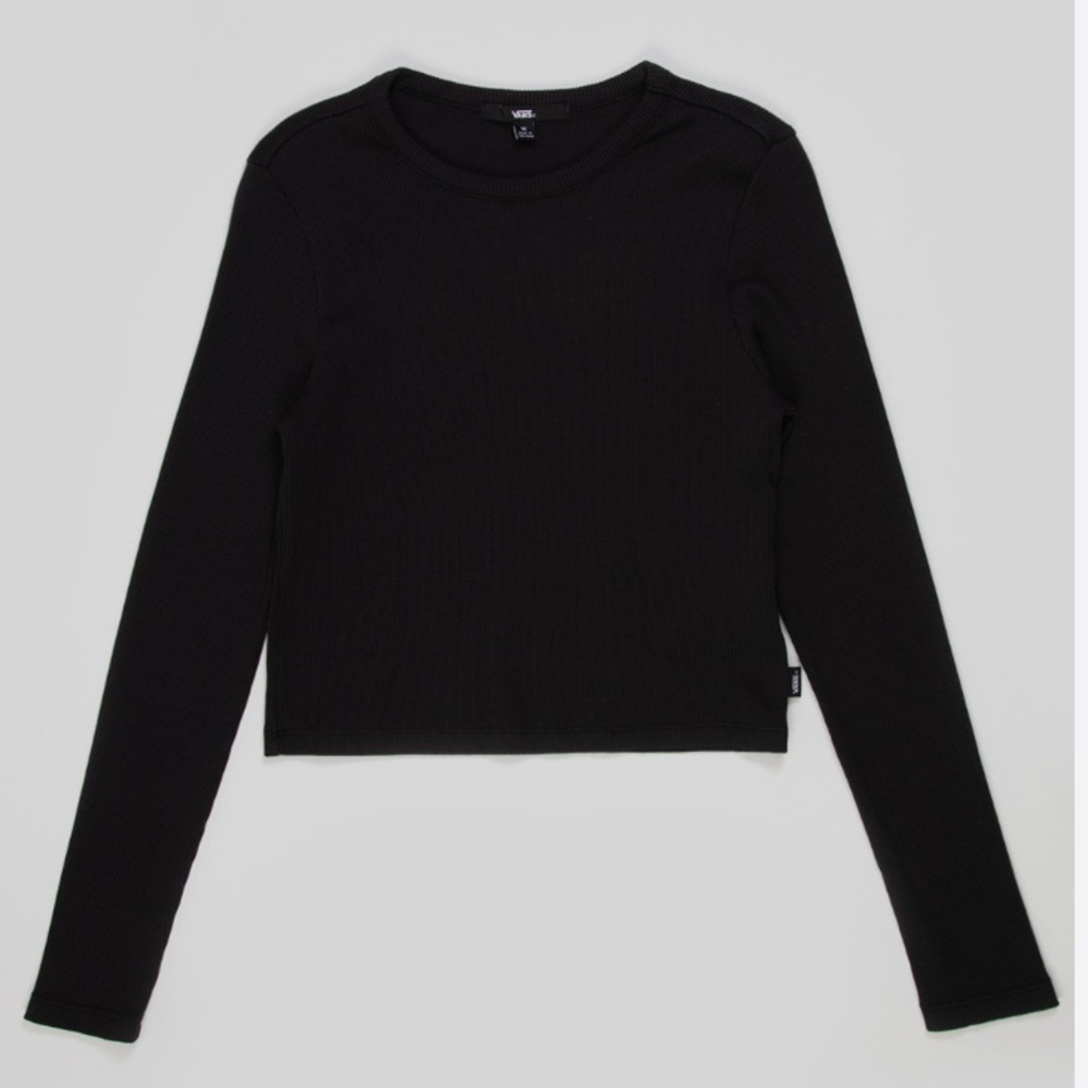 VANS Girls Black Ribbed Long Sleeve Round Neck Top Size XL From Tilly’s Basics